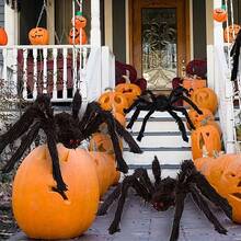 2/1 Pc Halloween Plush Spider,Halloween Decoration, Party Prop, Outdoor Party Props,Outdoor Giant Spider Decoration, 30cm Prank Black Spider,Suitable For Indoor And Outdoor Halloween Decorations, Home Party And Yard Haunted House Decorations,Practical Joke Decoration Home Decor Room Decor
