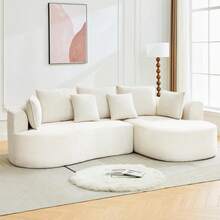 106" Curved Sectional Sofa With Throw Pillows, 4 Seater Luxury Chenille Cloud Modular Couch With Deep Seat,Boneless Compression Sofa For Modern Living Room, Office And Apartment - 米色 - 查看 1