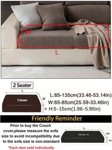 1pc Teddy Plush Solid Color Sofa Cover, Elastic Wrap-Around, Warm & Comfortable, Simple Ins Style, Pet-Friendly Anti-Slip Anti-Dirt Elastic Washable Sofa Slipcover, Suitable For L-Shaped Sofa 1/2/3/4 Seats, For Living Room, Bedroom, Study - Brown - View 13