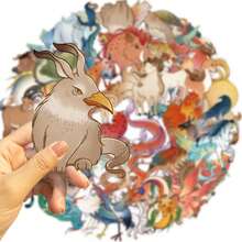 50 件山海经贴纸 剪贴簿、日记本、笔记本电脑、保险杠、滑板、水瓶、电脑、手机、卡通、安全帽、汽车贴纸和贴花 - 彩色 - 查看 7