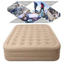 Colchón Inflable 200x150x40cm con Bomba Integrada - Cama de Aire Incluye Funda de Almacenaje + 2 Almohadas - Para Casa, Camping o Visitantes - Camel - Ver 3