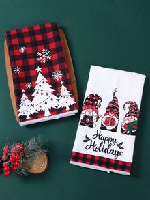2pcs Christmas Kitchen Towels, Christmas Tree Dish Towels, Absorbent Tea Hand Towel, Quick-Dry Hand Washing Dishes Tea Towels, Christmas Decorations, Christmas Home Decor, Kitchen Decor, Bathroom Decor, Christmas Room Wall Decor, Baking & Cooking Dish Cloths, Cleaning Cloth, Merry Christmas Supplies, Christmas Party Supplies, Xmas Gifts, Christmas Gifts, Decor, Decor, 2026 New Year Decor