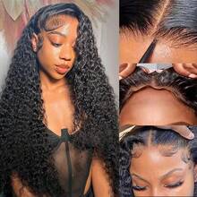 NARNI Wear And Go Glueless Wigs Human Hair Pre Cut 200% Density Water Wave 5x5 HD Lace Closure Wigs Human Hair With Baby Hair Pre Plucked Natural Hairline Deep Wave Lace Front Wigs Human Hair Wet And Wavy Deep Curly Closure Wig For Women 8-40 Inch - Natural Black - 查看 8