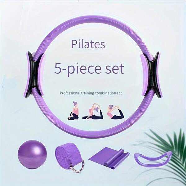 A Set Of Pilates Rings With Latex Tension Bands - Yoga Rings And Stretching Aids, Suitable For Home Yoga Pilates Fitness