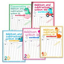 5pcs Reusable Math Practice Notebooks. Suitable For Elementary Grade 1-3 Math Workbooks, Addition & Subtraction Practice Books, 32-Day Timed Addition & Subtraction Arithmetic Practice Notebooks