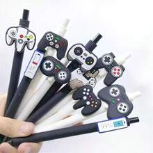 1 Stücke / 3 Stücke / 5 Stücke / 10 Stücke kreative Spielcontroller Kugelschreiber in runder Form, ein süßer und attraktiver Druckknopf-Schreibstift mit hoher Qualität, ein verspielter und niedlicher schwarzer und weißer Spielcontroller, Schulmaterial, Schreibstift für Lehrer, Büromaterial