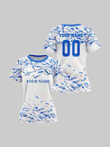 2025 Customized Sports Jersey, Summer Outdoor Sports Singlet Short Sleeve, Women's Sports Team Club Training Jersey Top With Front & Back Printed Name & Number, Breathable Quick-Dry Casual Everyday Wear, Party Outfit