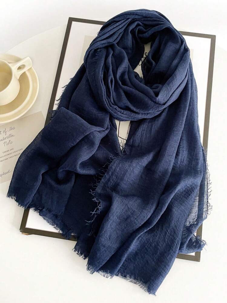 1 Piece Solid-Colored Linen Scarf For Women, Vintage Solid Color Medium-Length Scarf, Decorative Long Shawl For Dress,Beach,Holiday - Multicolor - View 19