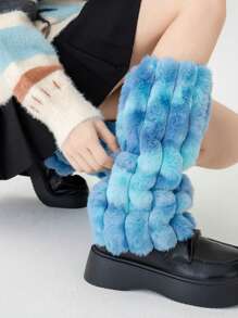 Plush Leg Warmers, Colorful Fuzzy Leg Warmers, Winter Warm Leg Sleeves Boot Cuffs