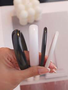 Bộ 4 vòng tay cổ điển thanh lịch, thiết kế tối giản thời trang, phù hợp để đeo hàng ngày, trang sức thời trang nữ, acrylic, phù hợp cho các dịp hàng ngày và tiệc tùng quanh năm - Đen và trắng - Xem 5