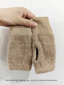 1 par de nuevos guantes sin dedos de felpa de visón para mujer, de unicolor, suaves y cálidos para el invierno. Guantes de punto de lana sin dedos, guantes de mujer de invierno de felpa de punto, con dedos descubiertos, versátiles para pantalla táctil, oficina, estudiantes para escribir.