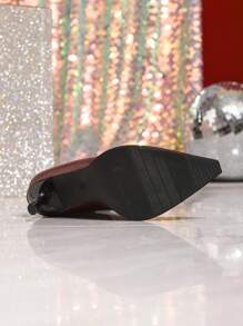 Women's Outdoor/Commute, Fashionable & Versatile, Pointed Toe Pleated Tall Boots, Slip-On, Autumn/Winter, Over-The-Knee Wrinkled Boots, Slim High Heel Work Boots, Wine Red Thigh High Boots