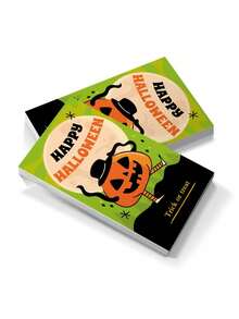 Cute & Festive Halloween Mini Card Set – 50-Piece With Ghost House & Pumpkin Themed Patterns, Ideal For Kids, Families & Party Hosts, Perfect For Halloween Party Favors, Trick-Or-Treat Notes, Party Supplies & Home Decor