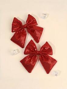 2 chiếc kẹp tóc nơ lấp lấp lánh - Phụ kiện tóc nơ bằng vải mềm mại, bóng bẩy dành cho tuổi teen, phù hợp cho sử dụng hàng ngày và các bữa tiệc, màu vàng/đỏ - Nhiều màu - Xem 10