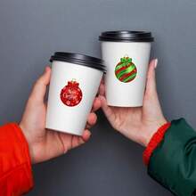 500 Adesivos Decorativos de Natal, 10 Designs de Adesivos de Papel de Bola de Natal, Adesivos Decorativos Autoadesivos de Inverno para Envelopes, Selos, Scrapbooks, Presentes, Suprimentos DIY, 3,05 cm (1 Rolo) - Multicolorido - Visão 3