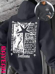 RAYEAH  Y2K Halloween Men's Casual Street Hip-Hop Style Hoodie With Bright And Hot Sun Pattern Print, Featuring A Fashionable Men's Top With A Front Pocket, Suitable For Autumn And Winter Wear. Giving Gifts To Friends, Husbands, And Boyfriends - 深灰色 - 查看 1