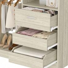 Freestanding Closet System With 2 Hanging Rods & 3 Open Drawers & 3 Shelves - 白橡木 - 查看 7