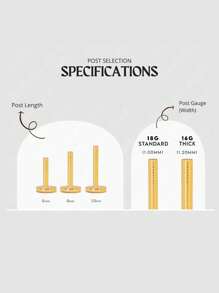 1piece 16G Tiny Gold Cubic Zirconia Threaded Labret, Hypoallergenic 925 Sterling Silver Earring, Cartilage Helix Piercing Fine Jewelry, Flat Back Earring,Cartilage Tragus Helix Stud, Nose Stud, Small Stud, For Women Man Girls Daily's Wear(Sold As 1 Piece) - Round Four-claw Zirconia Flat Earrings - View 11