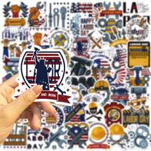 50 张美国劳动节贴纸乙烯基贴纸剪贴簿、日记本、笔记本电脑、保险杠、滑板、水瓶、电脑、手机、卡通、安全帽、汽车贴纸和贴花 - 彩色 - 查看 6