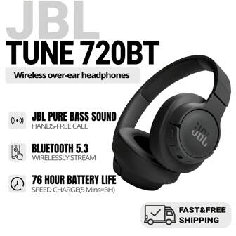 JBL Tune 720BT - Wireless Over-Ear Headphones With JBL Pure Bass Sound, Bluetooth 5.3, Up To 76H Battery Life And Speed Charge, Lightweight, Comfortable And Foldable Design(Black)