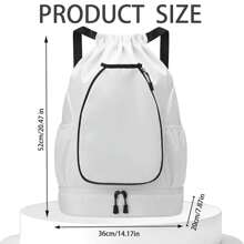 1 件带羽毛球网球拍口袋的抽绳背包，大容量便携式球拍携带包，用于匹克球，干湿分离游泳瑜伽健身包，带鞋隔层，耐磨多口袋运动包，防水行李袋，返校多功能手提包，适用于女性和男性户外足球篮球旅行徒步旅行骑自行车健身单肩包