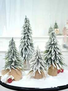 迷你雪景圣诞树，PE植绒圣诞树桌面摆件，家居装饰，圣诞装饰，房间装饰，冬季圣诞装饰，圣诞礼物