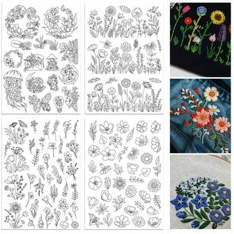 105pcs Water-Soluble Stabilizer Sheets For Embroidery - Floral, Foliage, And Nature Designs For Hand Sewing And Needlework, Embroidery Supplies | Naturethemed Designs | Durable Fabric