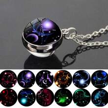 1pc 12 Zodiac Constellation Necklace, Starry Sky Glow In The Dark Glass Ball Pendant Necklace, Suitable For Men & Women, Father's Day, Thanksgiving, Christmas, New Year, Birthday Gift, Holiday Present Valentine's Day - Constellation Necklace - View 1