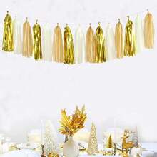 Sage-Green Pink-Gold Party-Decorations Tassel Garland - 20pcs Bachelorette Engagement Baby Bridal Shower Tassels Streamers Rustic Wedding Jungle Birthday Party Spring Decor -236620 - 白金香檳色 - 查看 5