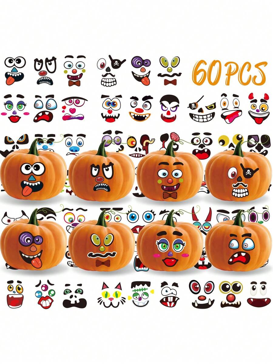 30 Pieces/60 Pieces Scary Halloween Anime Cartoon Vampire Pumpkin Puzzle Manual DIY Stickers, Sticker Pack - DIY Decorating Water Bottles, Skateboards, Helmets, Cars, Cartoon Character Stickers Use Stickers, Popular Anime Stickers, Anime Young Cute Characters Series Cup Stickers On Phones, Laptops, Boxes, Notebooks,