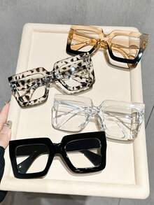 1/4 Peças Óculos Geométricos de Armação Grande e Estilo Casual para Mulheres, Estilo Moderno e Simples, Portáteis, Combinação para Dirigir, Uso Diário e Leitura, Decorativos