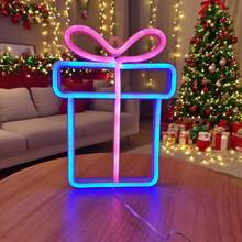 1 Stück LED Geschenkbox Neonlicht Wanddekoration, Weihnachtsthemen Elemente, Bar Szene Dekoration, Stimmungslicht, Batterie/USB betrieben, romantisches Feenlicht, geeignet für Geburtstag, Hochzeit, Kinderzimmer, Schlafzimmer Weihnachtsdekoration Weihnachtsbaum Geschenkdekoration Thanksgiving Hochzeit Heimdekoration Herbstdekoration Herbstdekoration Geburtstagsdekorationen für Geschenke Partyartikel Innen- und Außenbereich Garten Feiertags-Festival Dekoration Halloween Dekoration Wanddekoration Halloween Ornamente