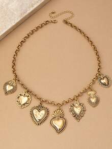 1 件女士时尚吊坠项链，哥特式风格多种吊坠设计，包括火焰和心形，适合日常佩戴，适合作为情人节礼物、妈妈、母亲、母亲节、礼物 - 愛心 - 查看 5