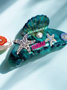 Personalized Text Customized Hair Clip/Headpiece/Unique Starfish Hair Clip - Starfish Hair Accessory, Pearl Acetate Hair Accessory Sweet Style, Non Slip Grip, Suitable For Women And Girls, Perfect For Beach Vacations, Beach Accessories, Ideal Gifts For Friends, Hair Clip Small Size High Ponytail Clip, Suitable For Women 2025 New High-End Clip Headwear Hair Claw Fixing Artifact Hair Claw Halloween And Christmas Gifts - Multicolor - View 17