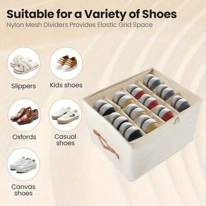 Shoze Shoe Storage Box, Shoe Organiser For Closet, Foldable Shoe Storage, Shoe Storage Organiser With Clear Lids, Can Fit Ottoman, Shoe Organiser For Wardrobe (1)