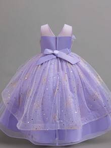 Girl's Sleeveless Shiny Elegant Party Dress, Princess Wedding Christening Pageant Ball Gown - Màu tím hoa cà - Xem 3