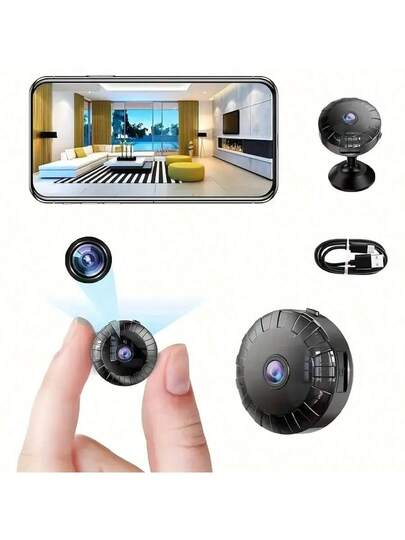 HD Mini WiFi Security Camera Night Vision Motion Alerts USB Rechargeable, Portable, Wide Angle, Easy App Setup
