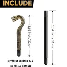 1 pieza Varita de hechicero de estilo egipcio, accesorio de disfraz superior, bastón de cobra rey de color negro y dorado de Skeleteen, accesorio de vara de mago para fiesta de temática de faraón antiguo de Halloween y mascarada