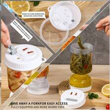 1pc Pickle Container With Filter, Dry & Wet Separation, Comes With Fork, Leak-Proof & Airtight Food Storage Container, Reusable After Inverting, For Storing Cucumbers, Olives, Etc. (Plastic Material) 6.9 Inches - White - View 8
