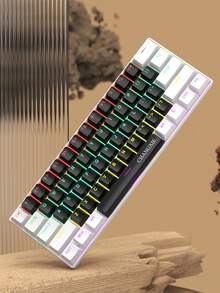 CHANGXIE CHANGXIE 61-Key Wired White, Black And Blue Switch Waterproof Mechanical Keyboard RGB Illuminated Game And Office Kit Gamer Backlight Mechanical Keyboard, Suitable For Home, Office And Gaming