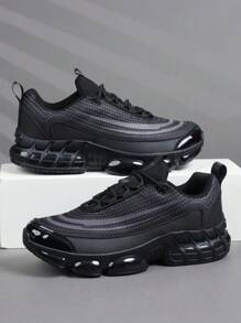 Men's Low-Top Sneakers, Casual Running Shoes, Jogging Shoes, Men's Walking Shoes, Fashionable Gradient Red Footwear, Tennis Shoes, Streetwear - Black - View 2