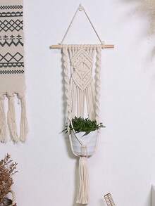 1 pieza Cesta colgante de maceta tejida a mano, decoración del hogar sencilla para el balcón, adecuada para colocar plantas en macetas, evita que las mascotas dañen, cesta colgante de maceta para el hogar, decoración del balcón del hotel, red de maceta colgante del restaurante - Multicolor - Ver 2