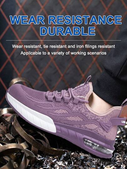 Women's Steel Toe Safety Shoes With Anti Smashing Feature Air Cushioned Sole And Breathable Fabric Upper In Light Purple For Work Women's Lightweight Shoes,Steel Toe Shoes Outdoor Sports Shoes Women Hiking Shoes Anti Smash Anti Puncture Outdoor Work Boots Industrial Construction Warehouse Anti Collision Work Labor Protection Shoes,Please Order One Size Down
