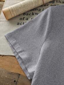 1pc Georgia 180g Milk Silk Double Grinding Women's T-Shirt,Comfortable,Suitable,Casual Versatile Tops, Street Wear, Daily Outfits - 淺灰色 - 查看 4