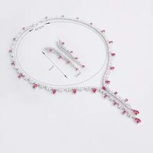 3pcs Silver-Tone Multicolor Women Jewelry Set - Earrings, Necklace, Suitable For Ladies/Brides/Bridesmaids, Festivals, Parties, Weddings, Banquets, Fashion Jewelry Gift Set