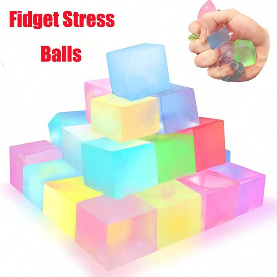 5/10/20/30/72 pièces Jouets sensoriels à presser, balles anti-stress, mini-jouets à presser en forme de glaçons, cadeaux d'anniversaire, de Noël et scolaires, styles et couleurs aléatoires
