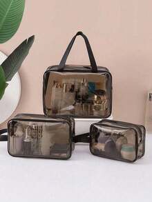 1PC Storage Bag Makeup Travel Bag Make Up Brush Bag Toiletry Bag Transparent Single-Layer Makeup Bag Made Of PVC Material, Hand-Held Toiletry Bag, Cosmetic Storage Bag, Beach Bag,Essential For Traveling Makeup Travel Toiletry Organizer Clear Essentials Gifts Storage Zipper.