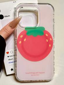 Funda magnética para teléfono con diseño de fruta de fresa y piña en estilo de dibujos animados, compatible con iPhone 16, 15, 14, 13 Pro Max, suave y a prueba de golpes - fresa - Ver 2