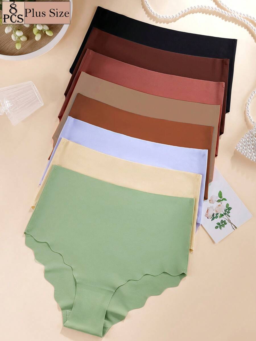 8-Pack Women's High-Waisted Triangle Panties Made Of Ice Silk, Seamless, Elegant And Seamless And Smooth Mask-Like Underpants - Multicolor - View 1