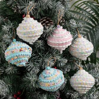 8cm/9pcs Premium Handmade Creative Elegant Christmas Balls, Christmas Tree Ornaments, Christmas Decorations Winter Room Decor